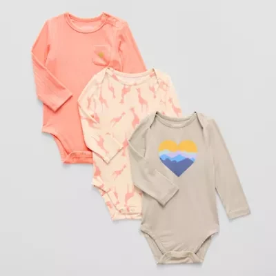 Proudly™ Baby Unisex Round Neck Long Sleeve 3-pc. Bodysuit