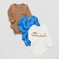 Proudly™ Baby Unisex Round Neck Long Sleeve 3-pc. Bodysuit