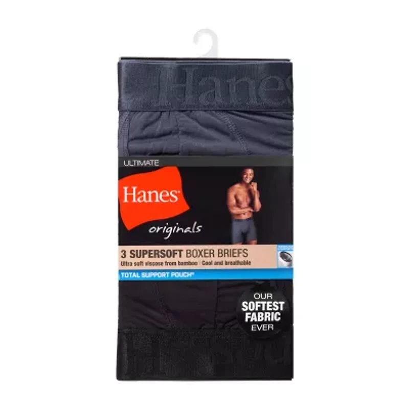 Hanes Originals Supersoft Total Support Pouch Mens 3 Pack Boxer Briefs Uosba3