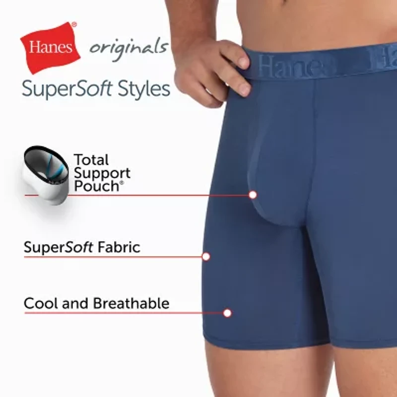 Hanes Originals Supersoft Total Support Pouch Mens 3 Pack Boxer Briefs Uosba3
