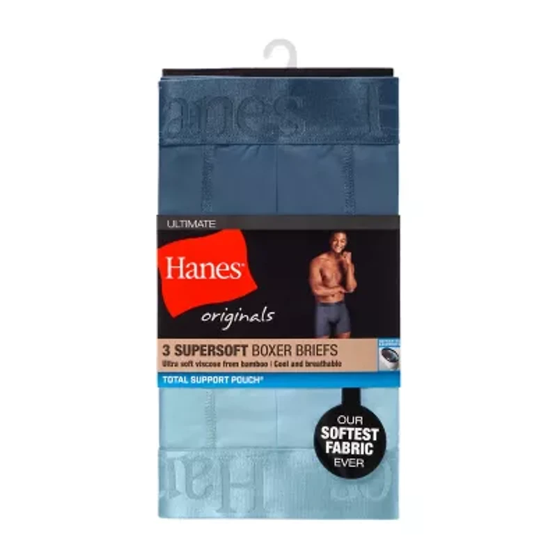Hanes Originals Supersoft Total Support Pouch Mens 3 Pack Boxer Briefs Uosba3
