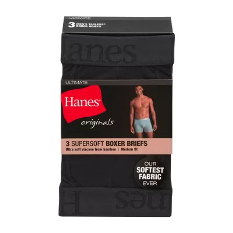 Hanes Originals Supersoft Mens 3 Pack Cooling Multi-Pack Comfort Waistband Trunks Uo2ta3