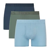 Hanes Originals Supersoft Mens 3 Pack Cooling Multi-Pack Comfort Waistband Trunks Uo2ta3