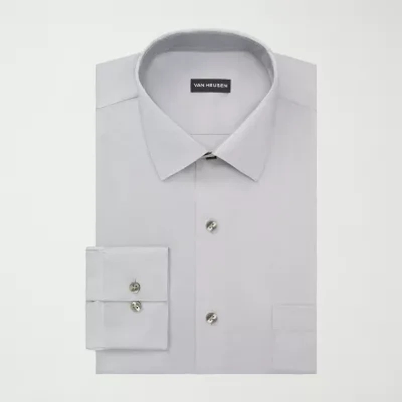 Van Heusen Ultra Flex Mens Regular Fit Stretch Fabric Wrinkle Free Long Sleeve Dress Shirt