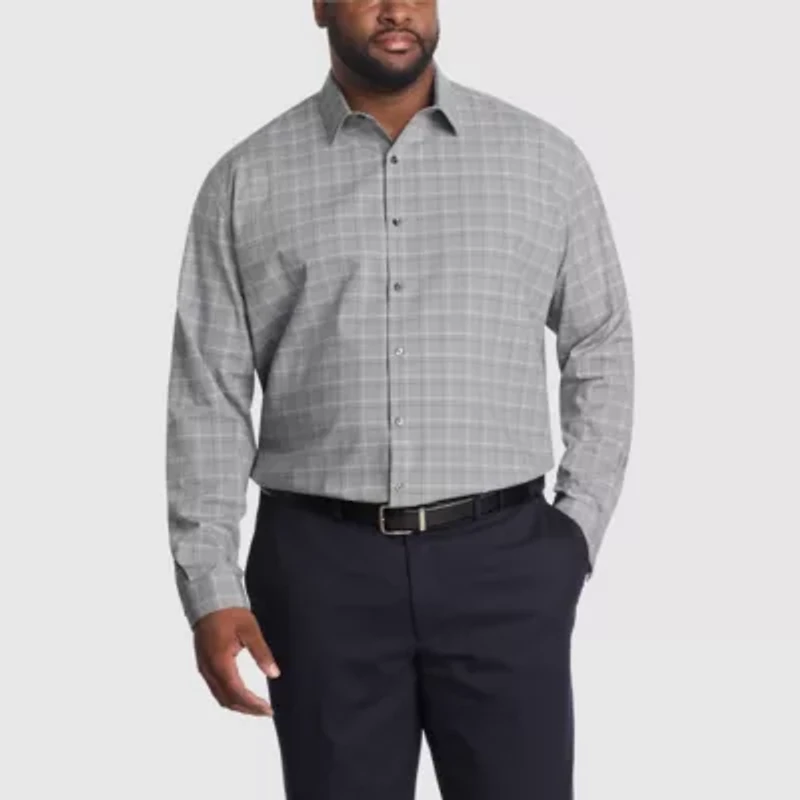 Van Heusen Comfort Performance Big And Tall Mens Regular Fit Stretch Fabric Wrinkle Free Long Sleeve Dress Shirt