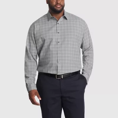 Van Heusen Comfort Performance Big And Tall Mens Regular Fit Stretch Fabric Wrinkle Free Long Sleeve Dress Shirt