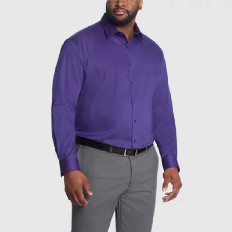Van Heusen Big and Tall Everyday Defense Mens Classic Fit Stretch Fabric Wrinkle Free Long Sleeve Dress Shirt