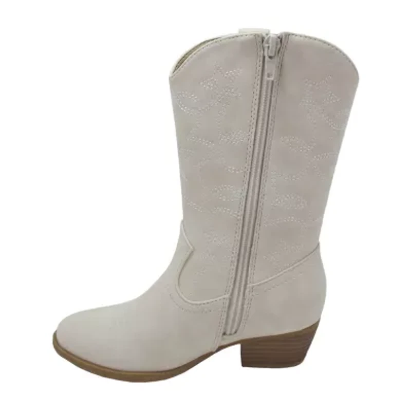 Pop Big Kid Girls Brend Block Heel Cowboy Boots