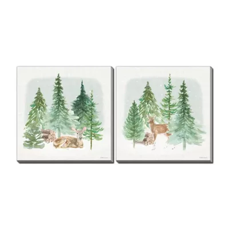 Streamline Art Wooded Creatures Set Canvas Art