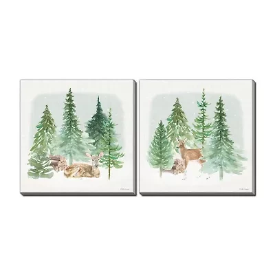 Streamline Art Wooded Creatures Set Canvas Art
