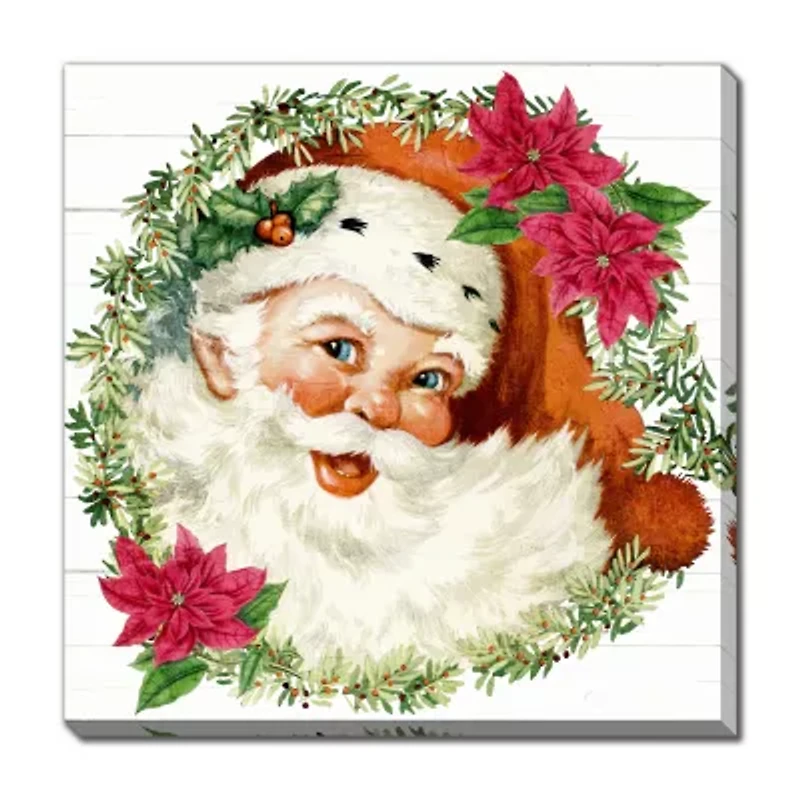 Streamline Art Jolly Santa Wreath Canvas Art