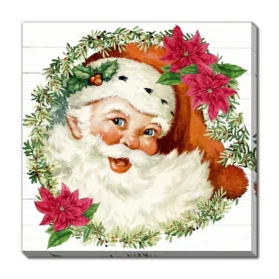 Streamline Art Jolly Santa Wreath Canvas Art