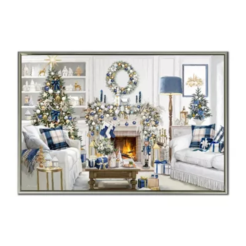 Streamline Art Cozy Fireplace Hand Embellished Canvas Art