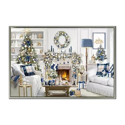 Streamline Art Cozy Fireplace Hand Embellished Canvas Art