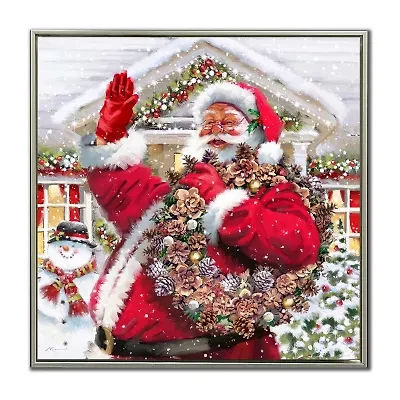 Streamline Art Santa Wreath Canvas Art