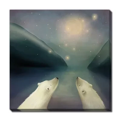 Streamline Art Polar Bear Dreams Hand Embellished Canvas Art