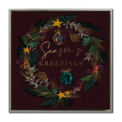 Streamline Art Seasons Wreath Hand Embellished Canvas Art