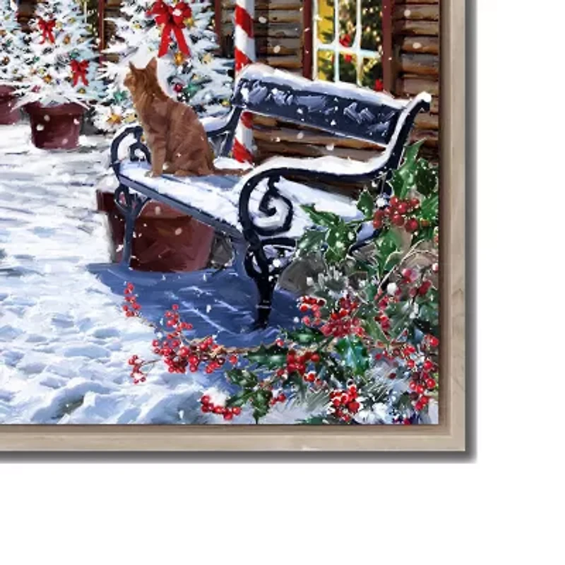 Streamline Art Santas Train Station Hand Embellished Canvas Art