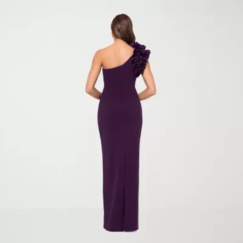DJ Jaz One Shoulder Womens Applique Sleeveless Evening Gown
