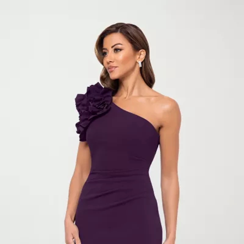 DJ Jaz One Shoulder Womens Applique Sleeveless Evening Gown