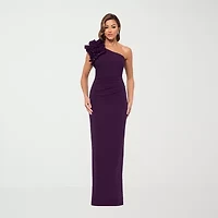DJ Jaz One Shoulder Womens Applique Sleeveless Evening Gown