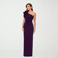 DJ Jaz One Shoulder Womens Applique Sleeveless Evening Gown