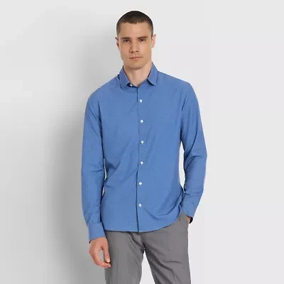 Van Heusen All Way Stretch Performance Mens Long Sleeve Slim Fit Button-Down Shirt