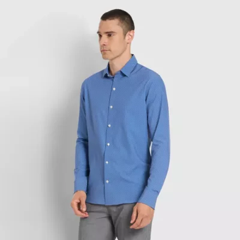 Van Heusen All Way Stretch Performance Mens Long Sleeve Slim Fit Button-Down Shirt