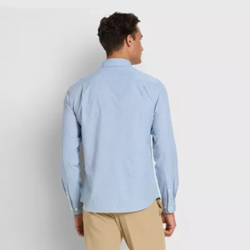 Van Heusen All Way Stretch Performance Mens Long Sleeve Slim Fit Button-Down Shirt