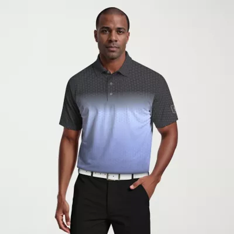 PGA TOUR Ombre Architecture Road Map Mens Regular Fit Short Sleeve Polo Shirt