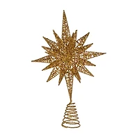 Kurt Adler 16.5-Inch Gold Glitter Wire 3d Star Treetop Topper