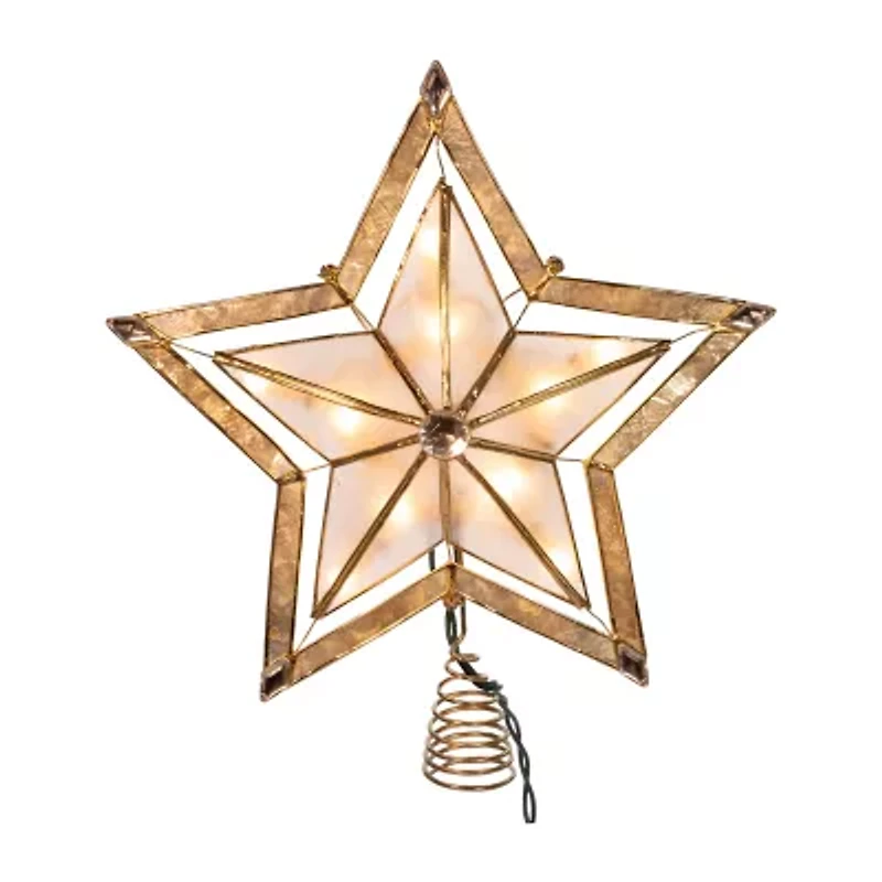 Kurt Adler 10-Inch 5-Point Large Star With Smoke Capiz Treetop Christmas Tree Topper