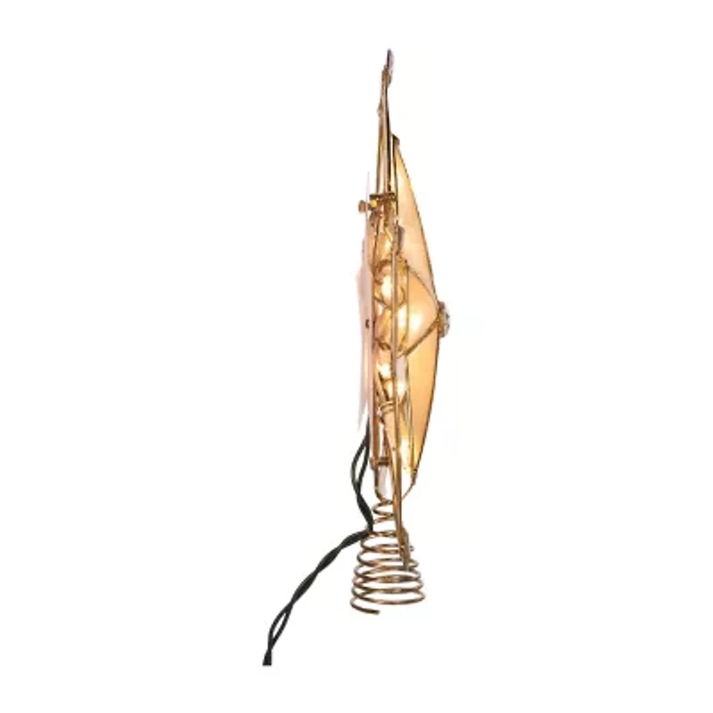 Kurt Adler 10-Inch 5-Point Large Star With Smoke Capiz Treetop Christmas Tree Topper