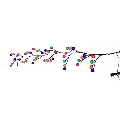 Kurt Adler Multicolor Cotton Ball Pre-Lit Christmas Indoor Garland