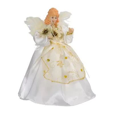 Kurt Adler 10-Light 9-Inch Ivory And Gold Angel Tree Topper