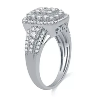 Diamond Blossom Womens 1/ CT. T.W. Natural White 10K Gold Halo Cocktail Ring