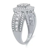 Womens 1 CT. T.W. Natural White Diamond 10K Gold Halo Cocktail Ring
