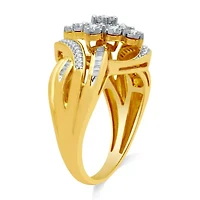 Womens 1/2 CT. T.W. Natural White Diamond 10K Gold Over Silver Cocktail Ring