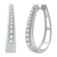 Womens 1/2 CT. T.W. Natural White Diamond Sterling Silver 23.8mm Hoop Earrings