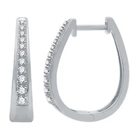 Womens 1/4 CT. T.W. Natural White Diamond Sterling Silver 19.6mm Hoop Earrings