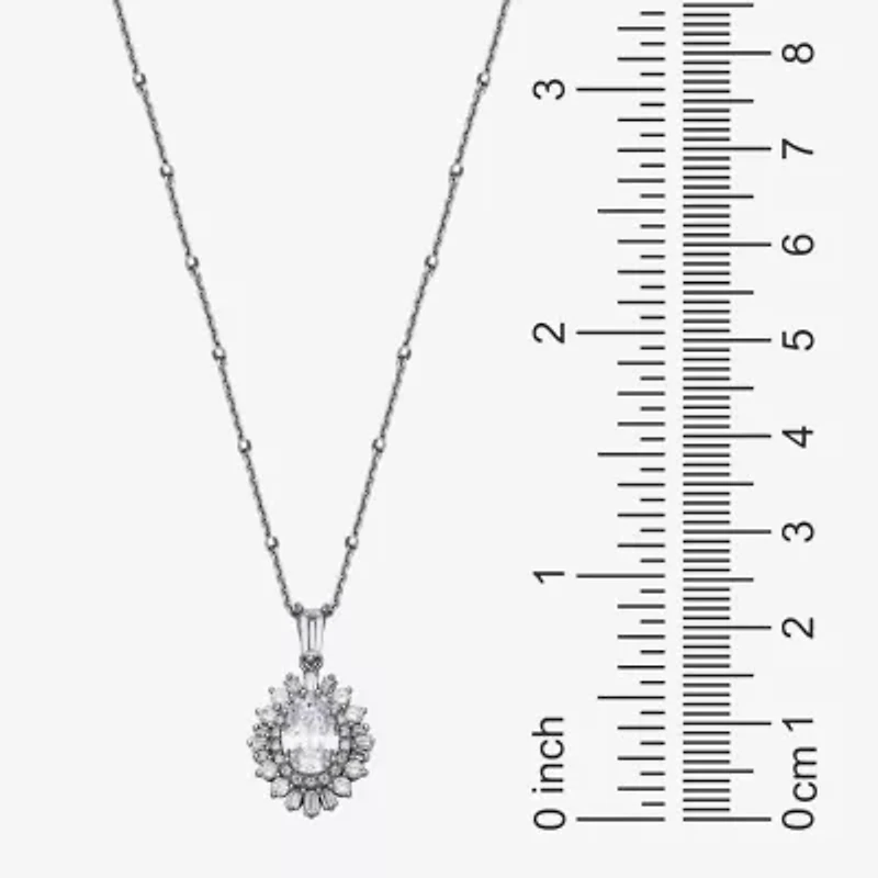 DiamonArt® Womens White Cubic Zirconia Sterling Silver Starburst Pendant Necklace