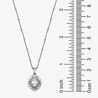 DiamonArt® Womens White Cubic Zirconia Sterling Silver Starburst Pendant Necklace