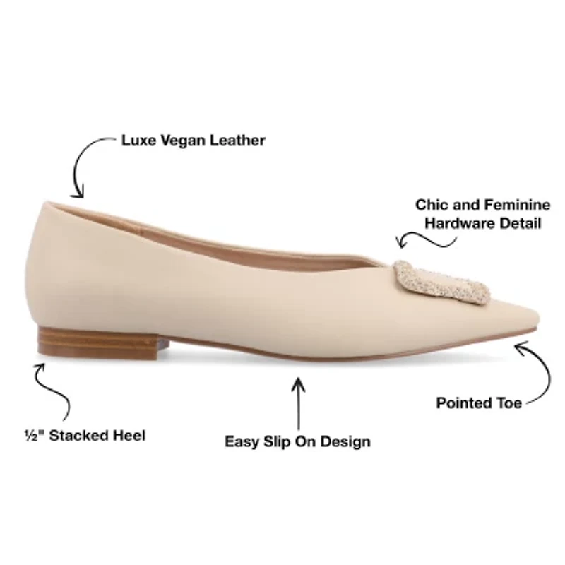 Journee Collection Elowen Womens Pointed Closed Toe Ballet Flats