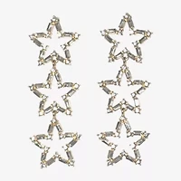 Bijoux Bar Gold Tone Womens Crystal Star Drop Earrings