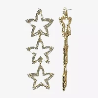 Bijoux Bar Gold Tone Womens Crystal Star Drop Earrings