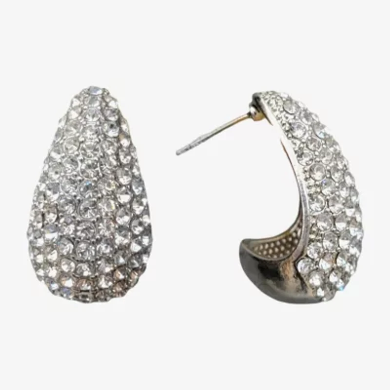 Bijoux Bar Silver Tone Womens Crystal Drop Earrings