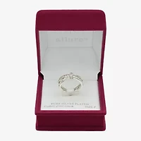 Sparkle Allure Womens 2MM Cubic Zirconia Pure Silver Over Brass Knot Crossover Band