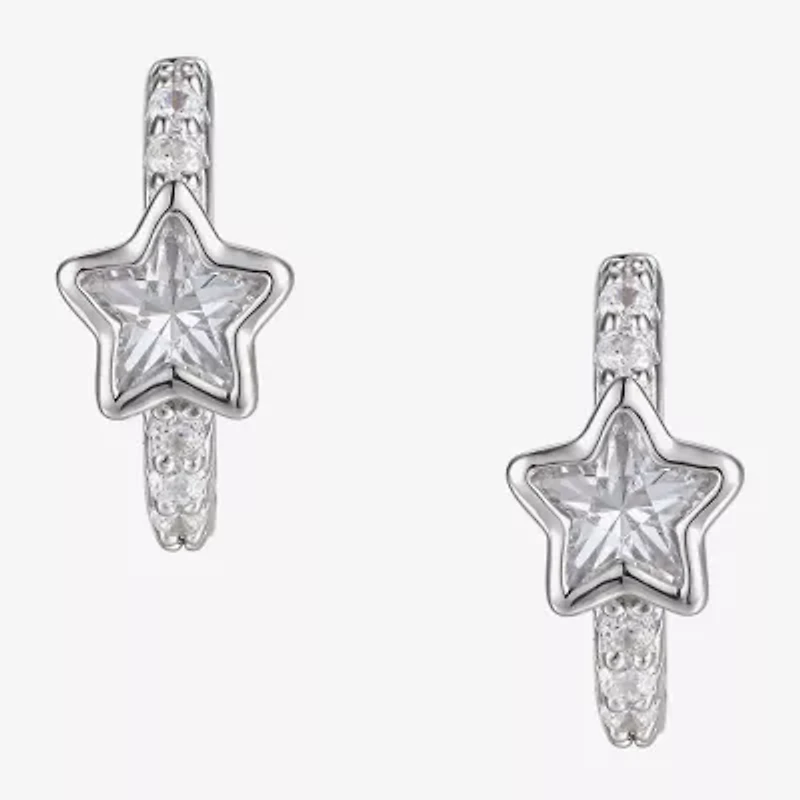 Girls 7/8 CT. Lab Created Cubic Zirconia Sterling Silver 13mm Hoop Earrings