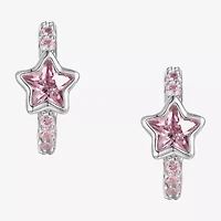 Girls 7/8 CT. Lab Created Pink Cubic Zirconia Sterling Silver 13mm Hoop Earrings