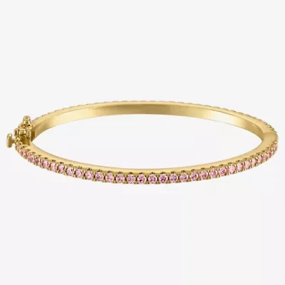 Girls 3 1/4 CT. Lab Created Pink Cubic Zirconia 14K Gold Over Brass Bangle Bracelet